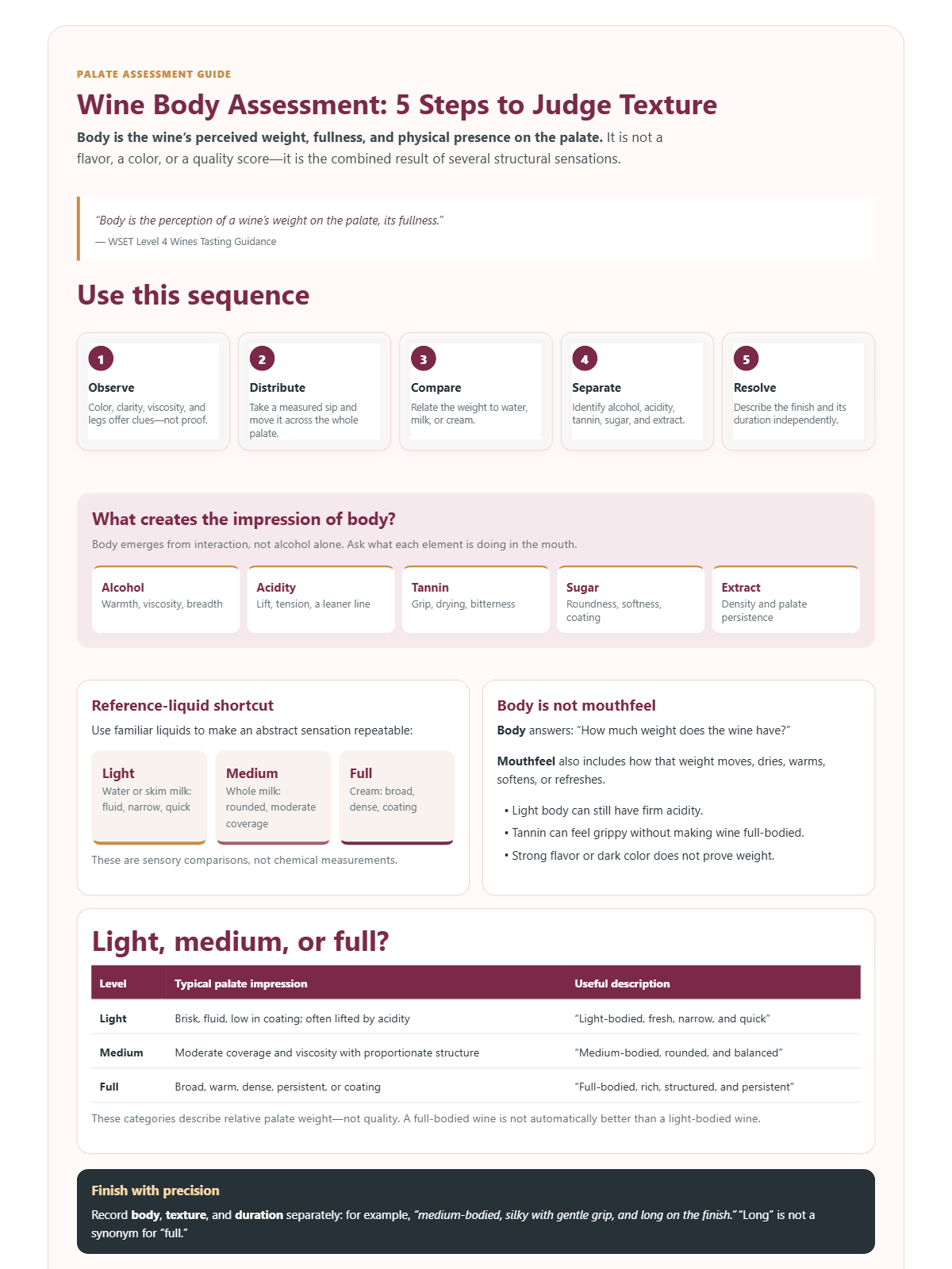 Wine Body Assessment infographic